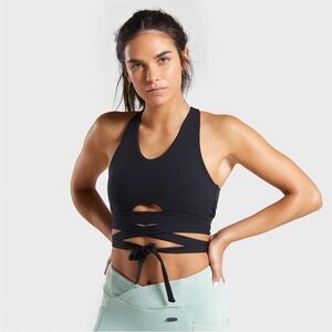 Gymshark black wrap tie sports bra